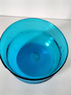 Coupe vintage en verre bullé bleu turquoise