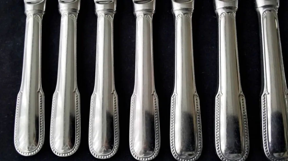 8 Couteaux de table Acier inoxydable Guy Degrenne Décor Perlé
