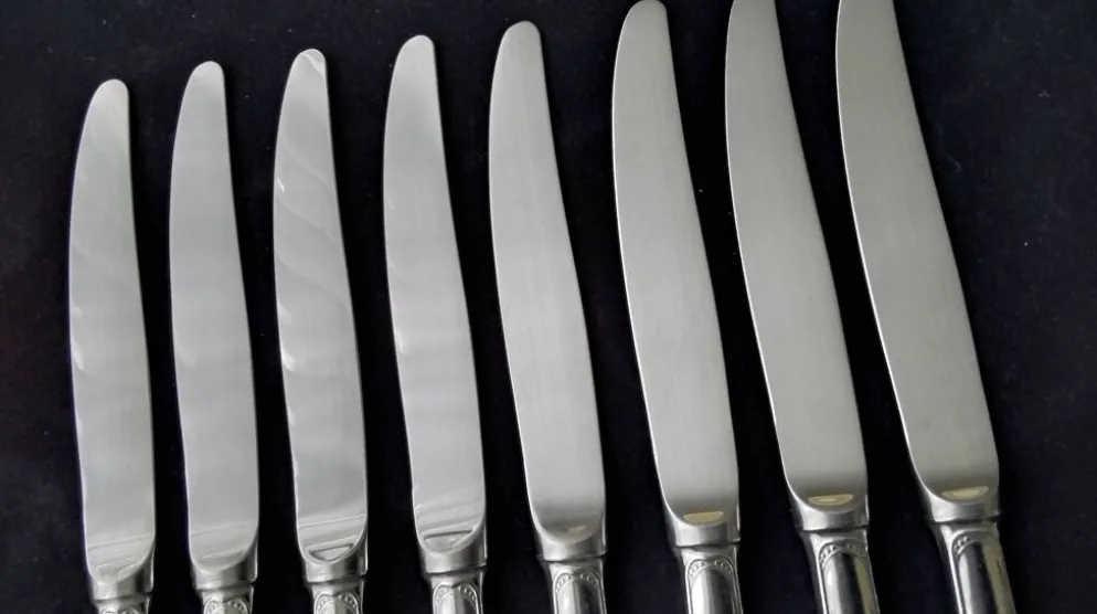 8 Couteaux de table Acier inoxydable Guy Degrenne Décor Perlé
