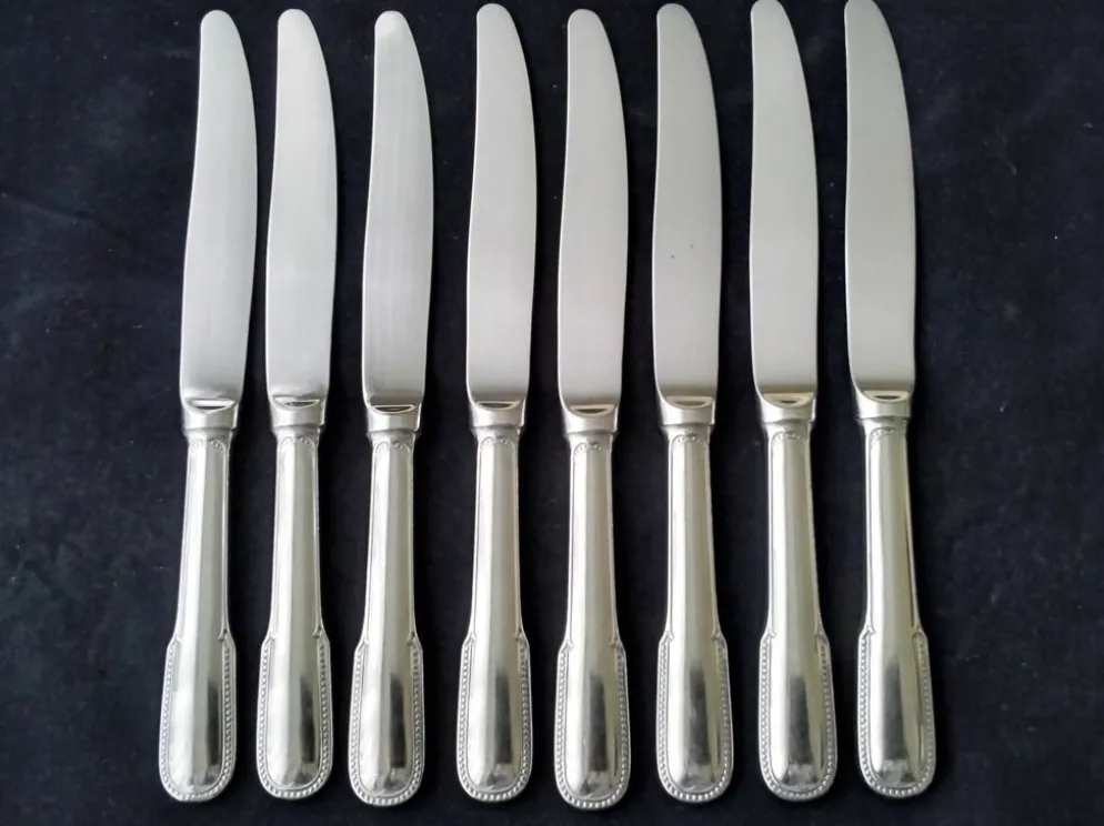 8 Couteaux de table Acier inoxydable Guy Degrenne Décor Perlé