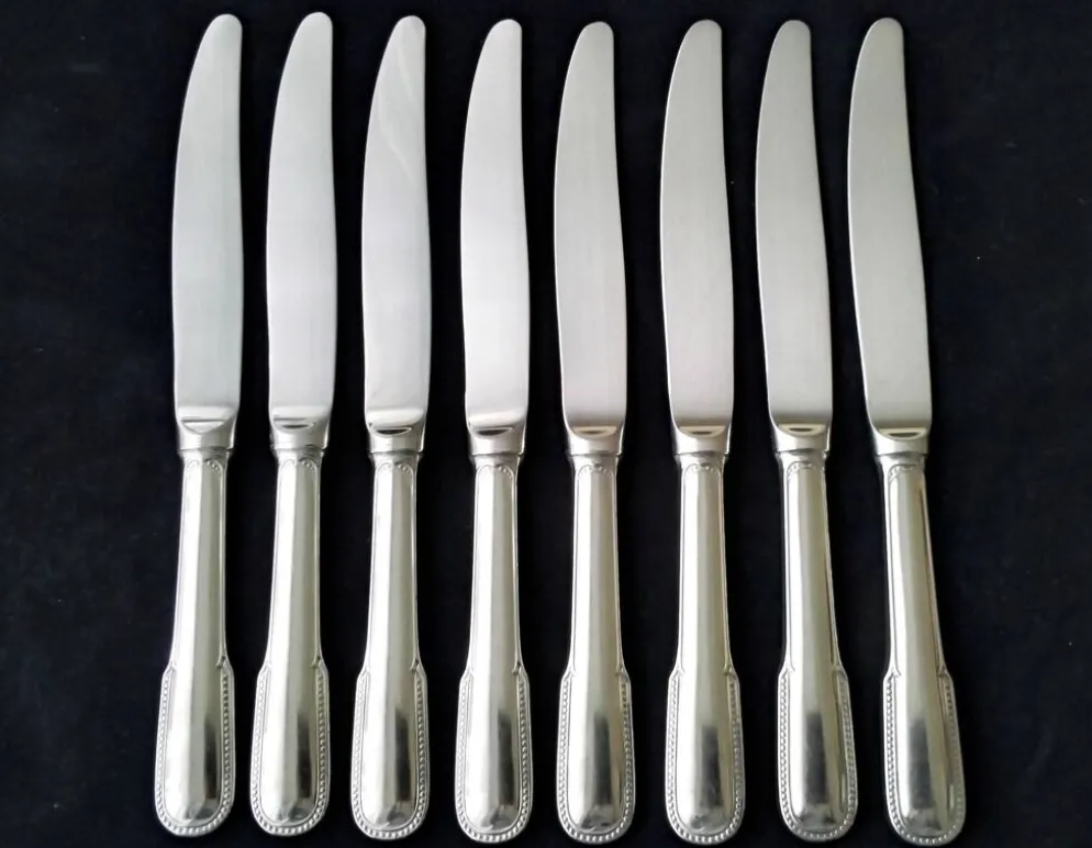 8 Couteaux de table Acier inoxydable Guy Degrenne Décor Perlé
