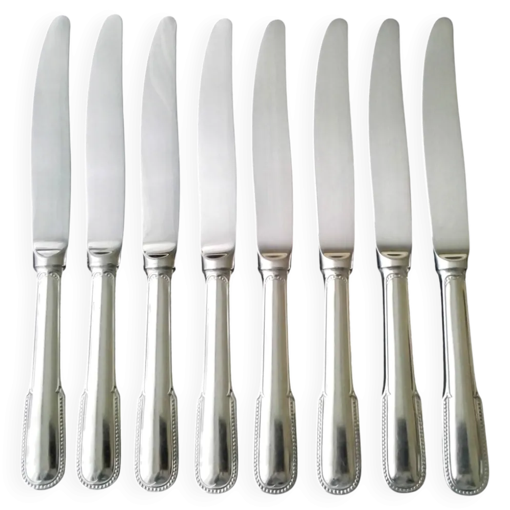 8 Couteaux de table Acier inoxydable Guy Degrenne Décor Perlé