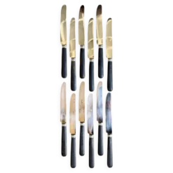 12 couteaux en bois noirci