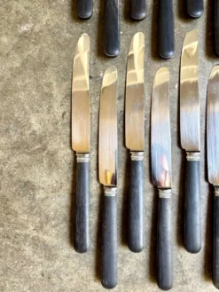 12 couteaux en bois noirci