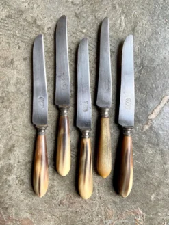 5 couteaux en corne et acier forgé TD Paris