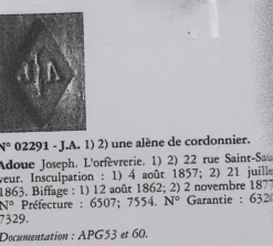 12 couteaux à fruits, lames et manches argent Minerve, guillochés, Napoléon III.