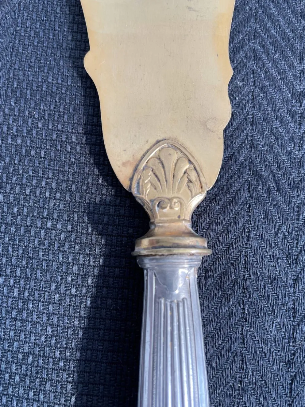 Couvert de service à poisson, argent fourré, métal doré, France