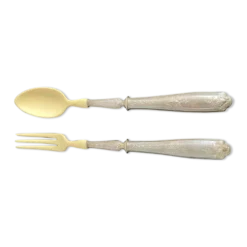 Couvert de service à poisson, argent fourré, ivoirine, France