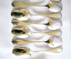 Couvert de table perle 6 fourchettes + 6 cuillères métal argenté allemand Wellner Silber 21cm