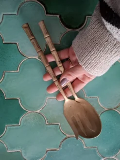 Couvert en laiton doré bambou vintage