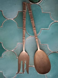 Couvert en laiton doré bambou vintage