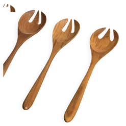Couvert à salade ou cuiller fourchette en teck L28 D6x8