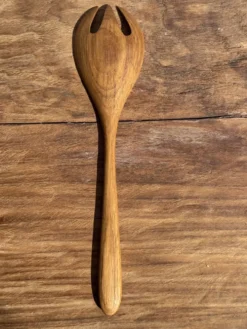 Couvert à salade ou cuiller fourchette en teck L28 D6x8