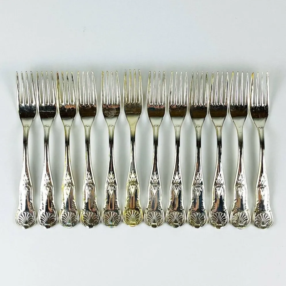 Couverts anciens en argent, Italie, années 1960, ensemble de 51