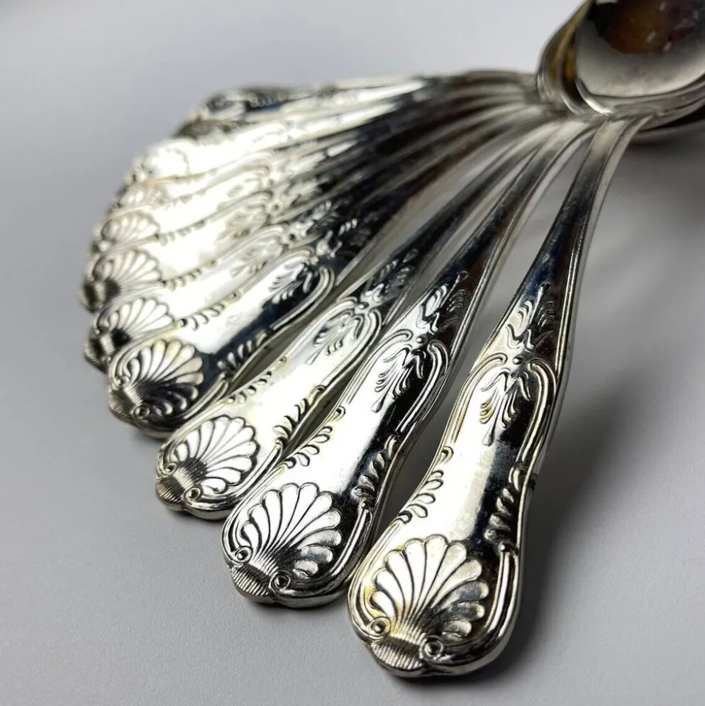 Couverts anciens en argent, Italie, années 1960, ensemble de 51