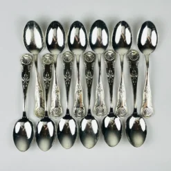 Couverts anciens en argent, Italie, années 1960, ensemble de 51