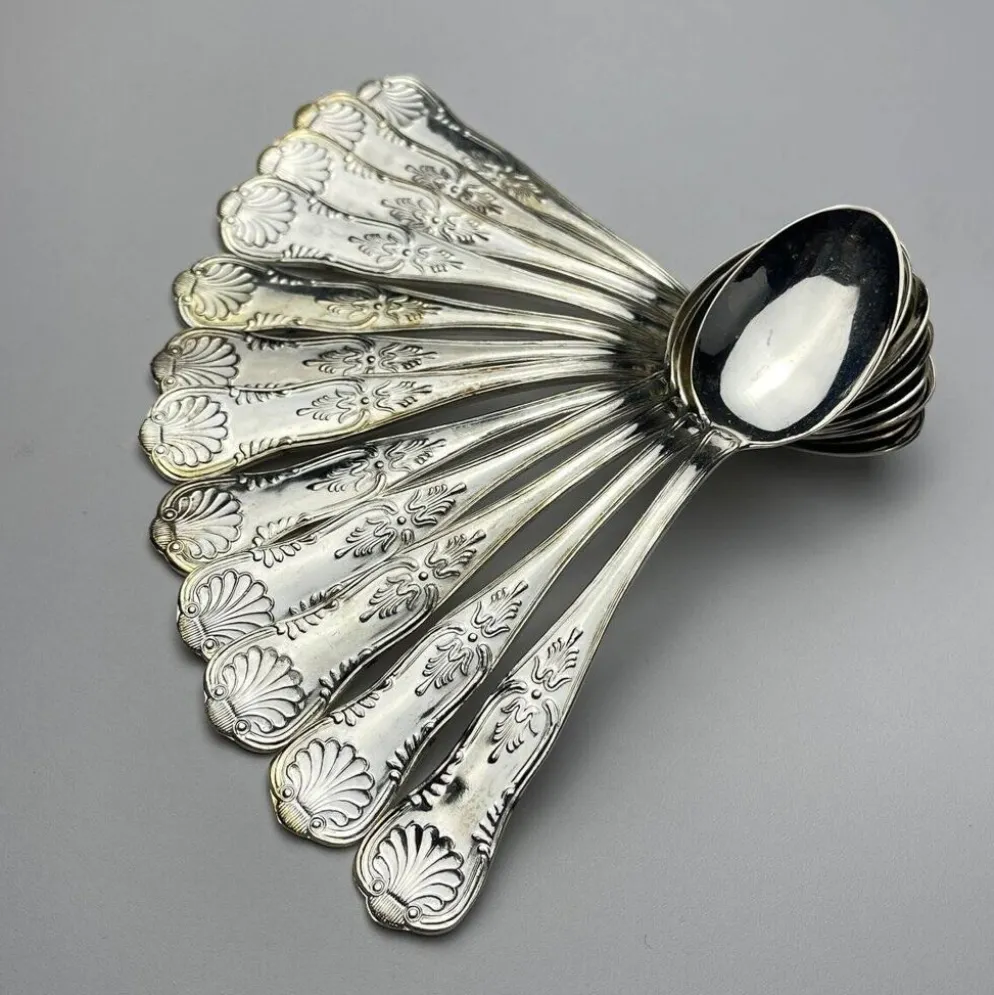 Couverts anciens en argent, Italie, années 1960, ensemble de 51