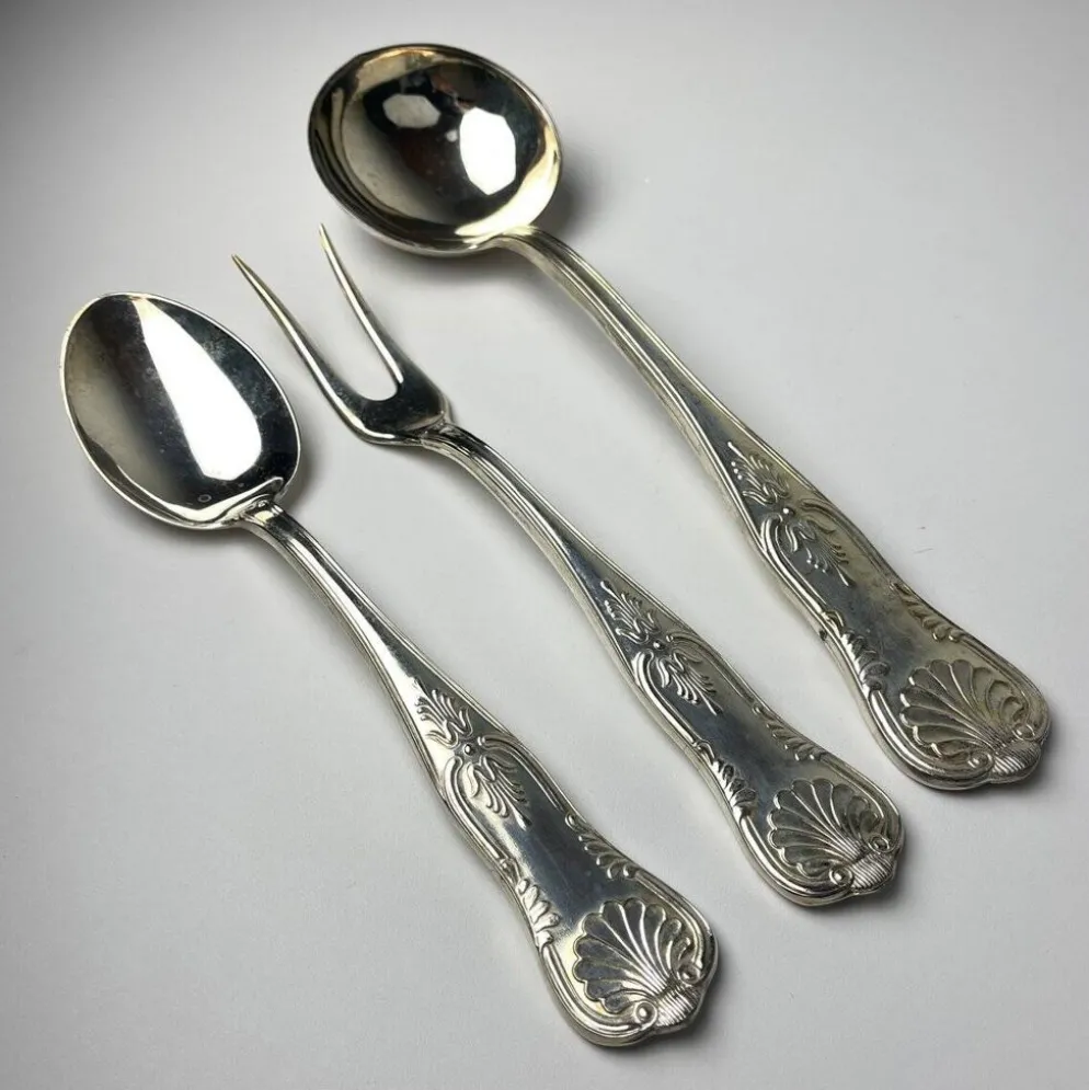 Couverts anciens en argent, Italie, années 1960, ensemble de 51