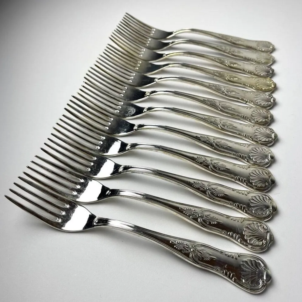 Couverts anciens en argent, Italie, années 1960, ensemble de 51