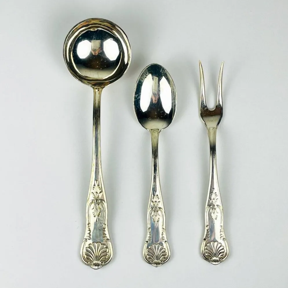 Couverts anciens en argent, Italie, années 1960, ensemble de 51