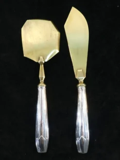 Couverts de service a gateaux en argent minerve fourré art deco