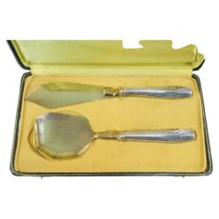 Couverts de service a gateaux en argent minerve fourré art deco
