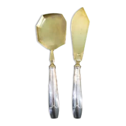 Couverts de service a gateaux en argent minerve fourré art deco