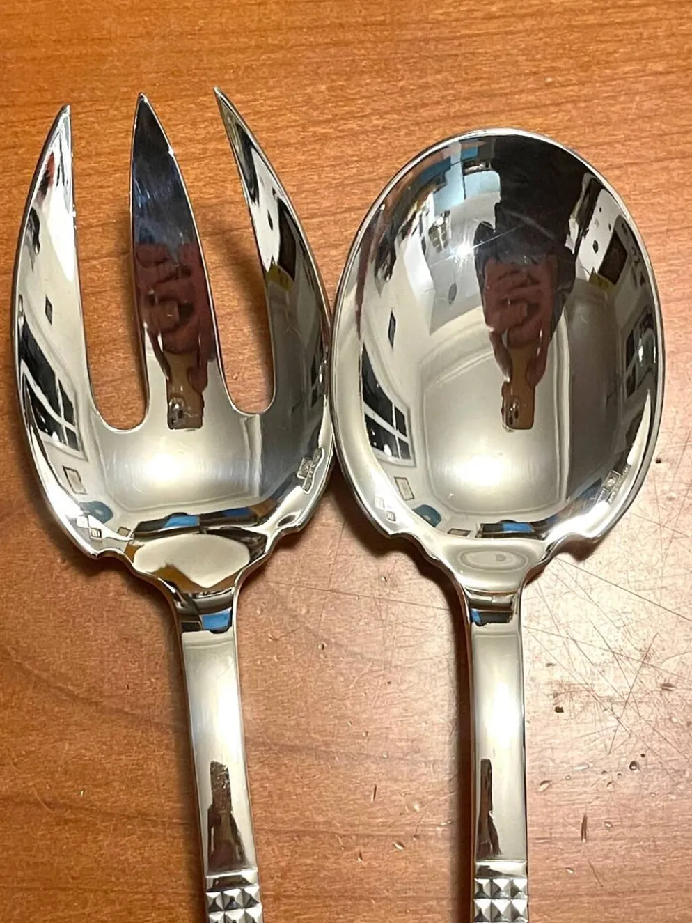 Couverts de service à salade modèle Diamant Christofle Alfenide