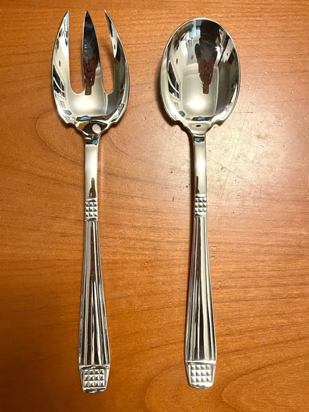 Couverts de service à salade modèle Diamant Christofle Alfenide