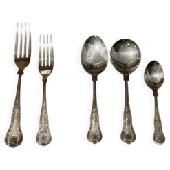 Couverts de table (couteau et fourchette) en métal argenté, ensemble de 37 pièces, Angleterre, vintage Art Déco