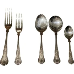 Couverts de table (couteau et fourchette) en métal argenté, ensemble de 37 pièces, Angleterre, vintage Art Déco