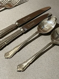 Couverts en argent massif, ensemble de couteaux et fourchettes, 37 Angleterre, antique Art Déco