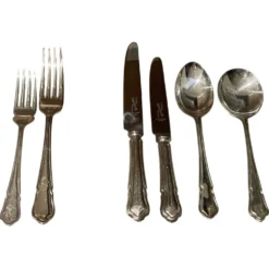 Couverts en argent massif, ensemble de couteaux et fourchettes, 37 Angleterre, antique Art Déco