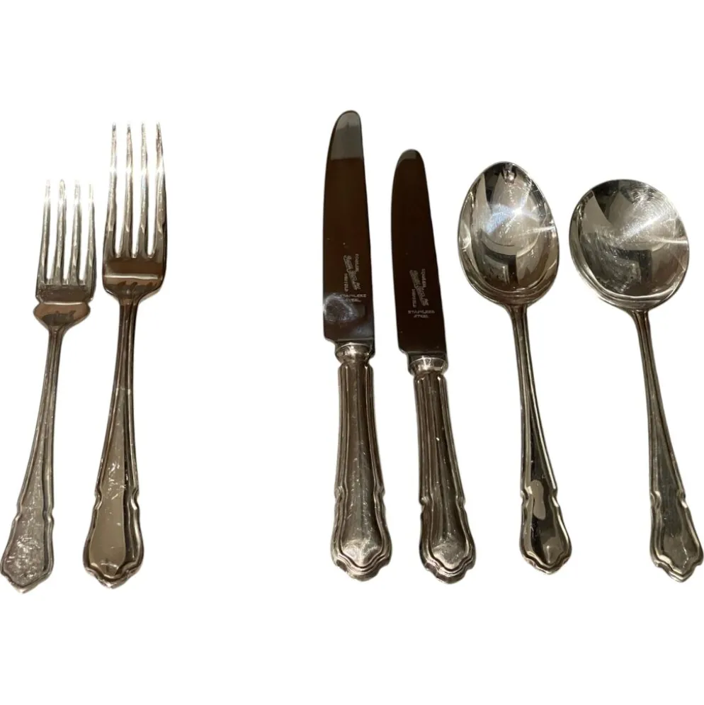 Couverts en argent massif, ensemble de couteaux et fourchettes, 37 Angleterre, antique Art Déco