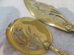 Couvert à servir la glace argent 950 et métal doré st LXVI et art nouveau