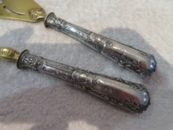 Couvert à servir la glace argent 950 et métal doré st LXVI et art nouveau