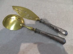 Couvert à servir la glace argent 950 et métal doré st LXVI et art nouveau