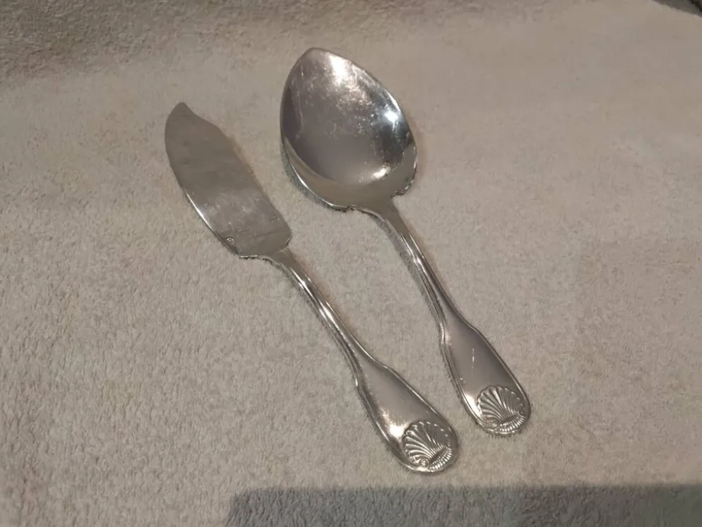 Couvert à servir la glace 2p métal argenté orfèvre Christofle vendome