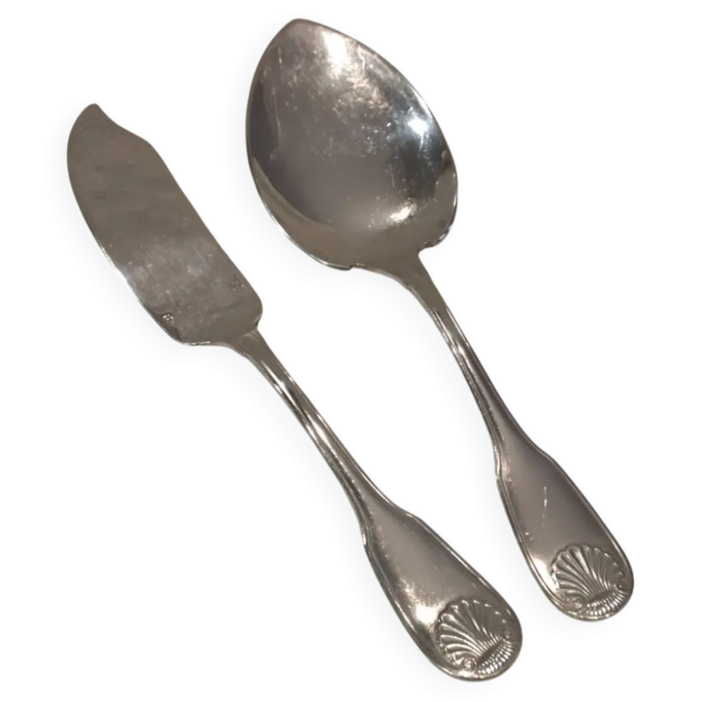 Couvert à servir la glace 2p métal argenté orfèvre Christofle vendome