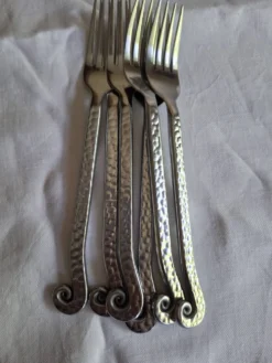 couverts 6 personnes vintage inox spirale martelé