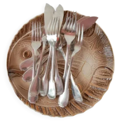 Couverts poisson pour 6 Christofle Godrons initiales E. L. vers 1910-20