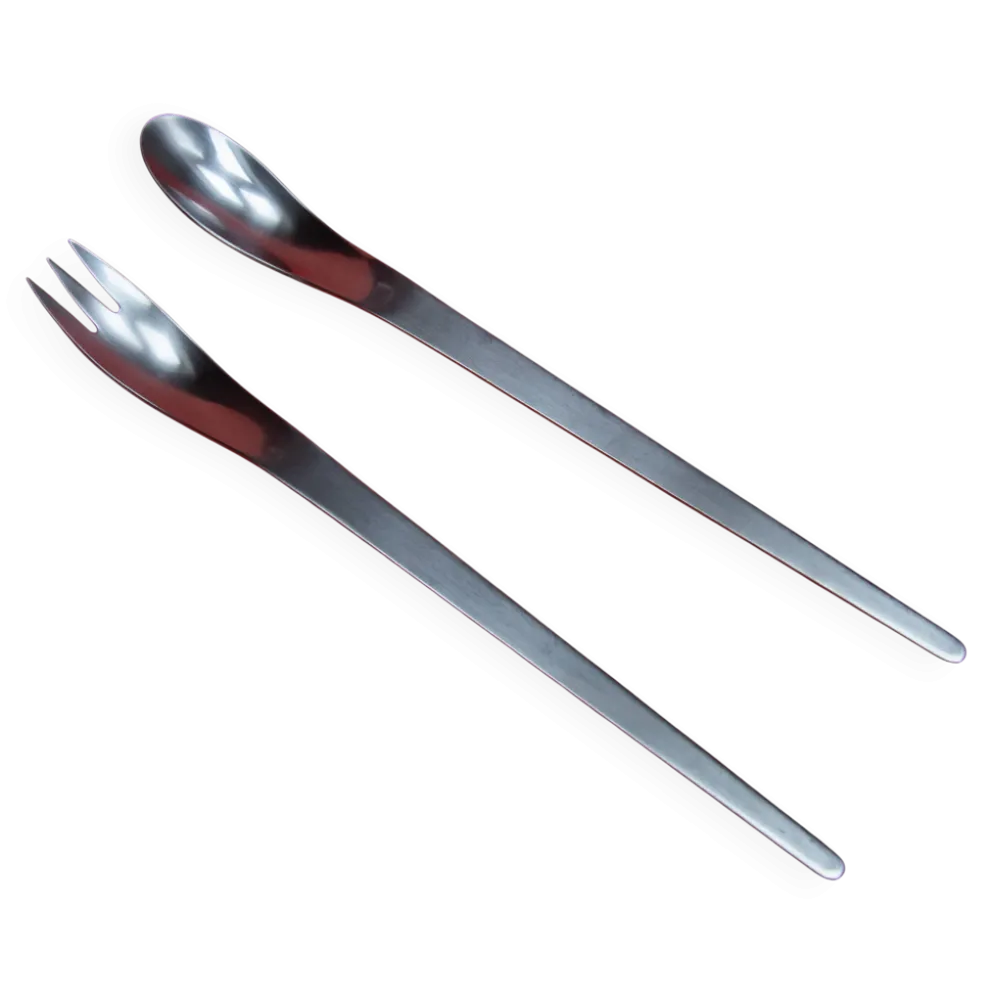 Couverts à salade AJ dessinés par Arne Jacobsen édition Georg Jensen, 1957