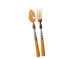 Couverts à salade anciens en corne