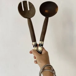 Couverts à salade en bois et corne