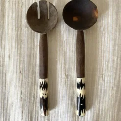 Couverts à salade en bois et corne