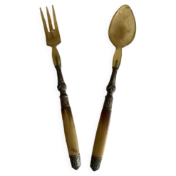 Couverts à salade en corne et métal années 1920