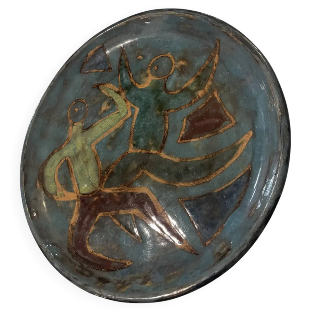 Céramique Vallauris 1954 signée Dominique Baudart - Décor Danseurs M
