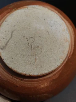 Céramique XXème théière en grès émaillé signature à identifier