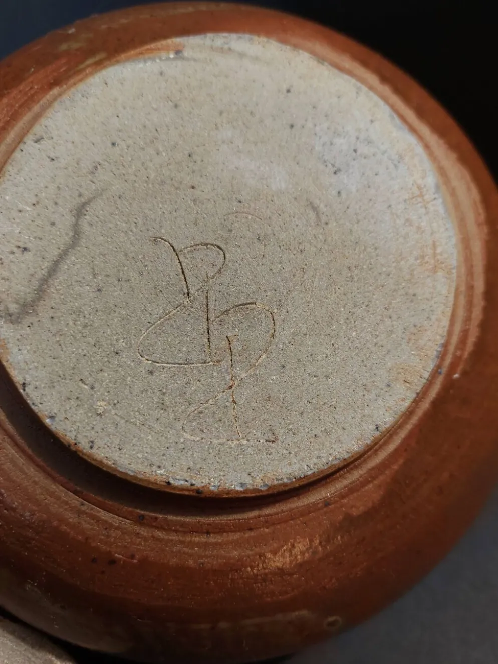 Céramique XXème théière en grès émaillé signature à identifier