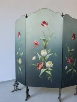 Écran de cheminée Art Nouveau peint à la main | Années 1920
